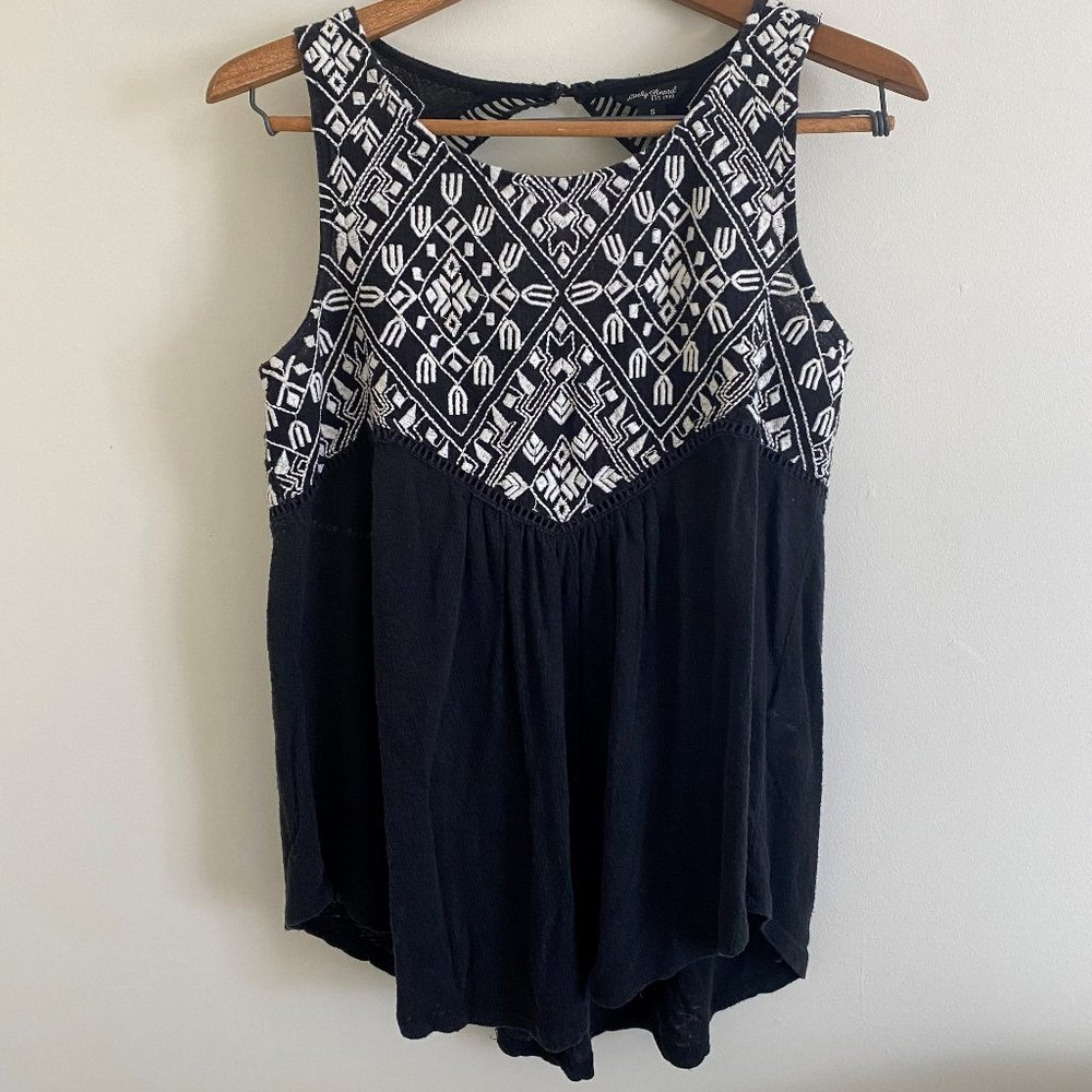 Lucky Brand Linen Embroidered Tank - Size Small